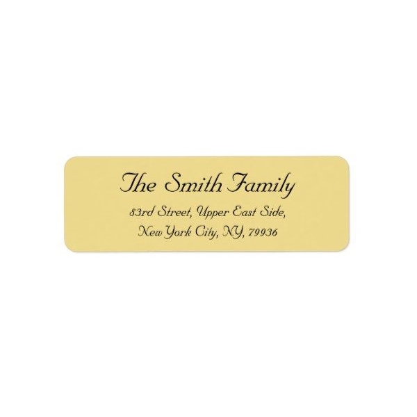 Return Address Label in Yellow Color